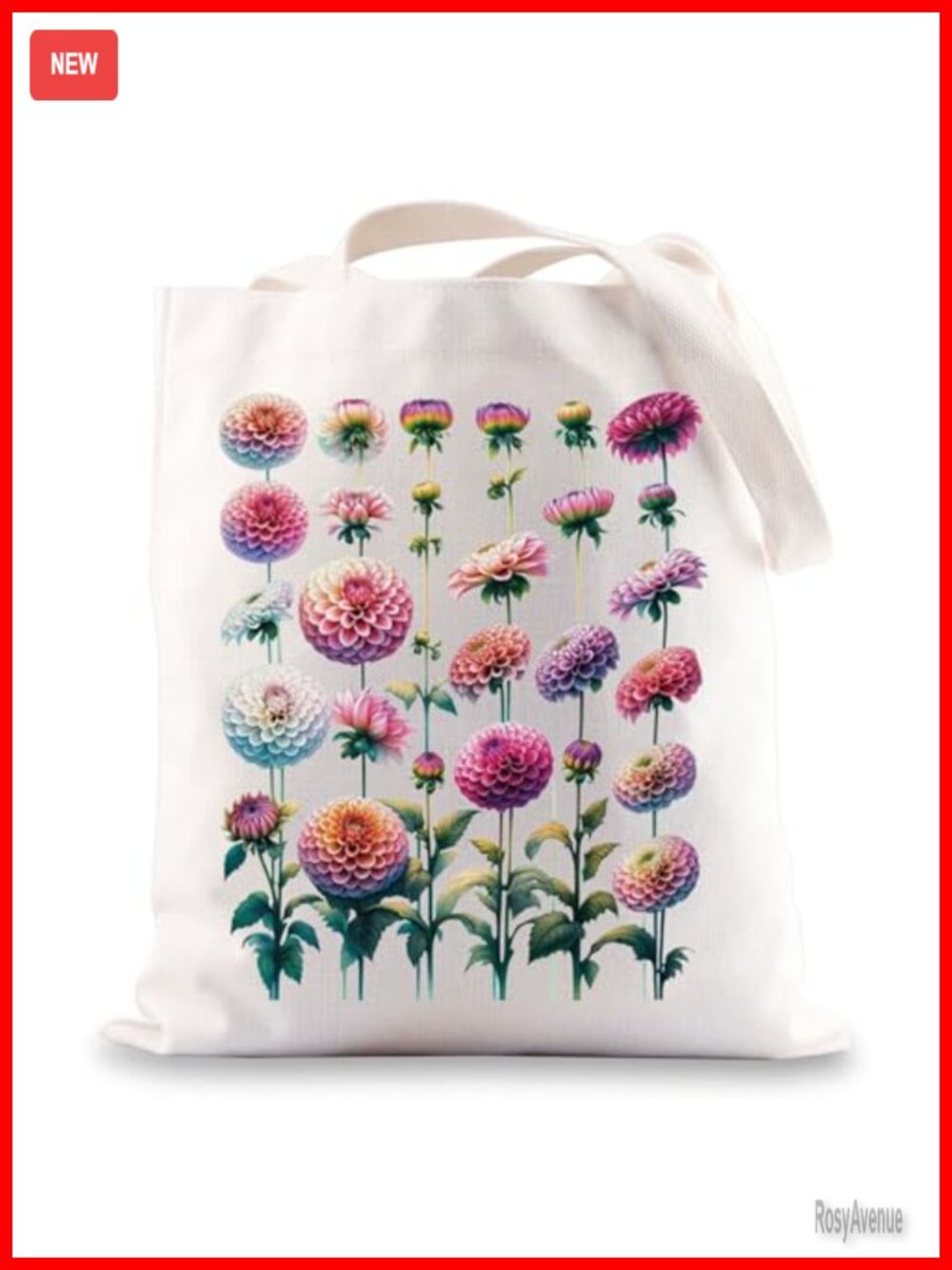 Dahlias Tote Bag Dahlia Flower Lover Gift Waterproof Cotton Shoulder Bag